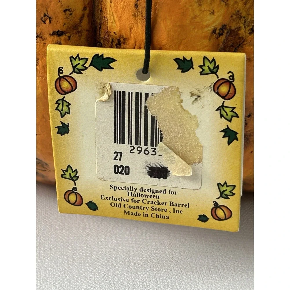 Cracker Barrel Halloween Pumpkin Candy Bucket Basket Folk Art Decor w/ Tag